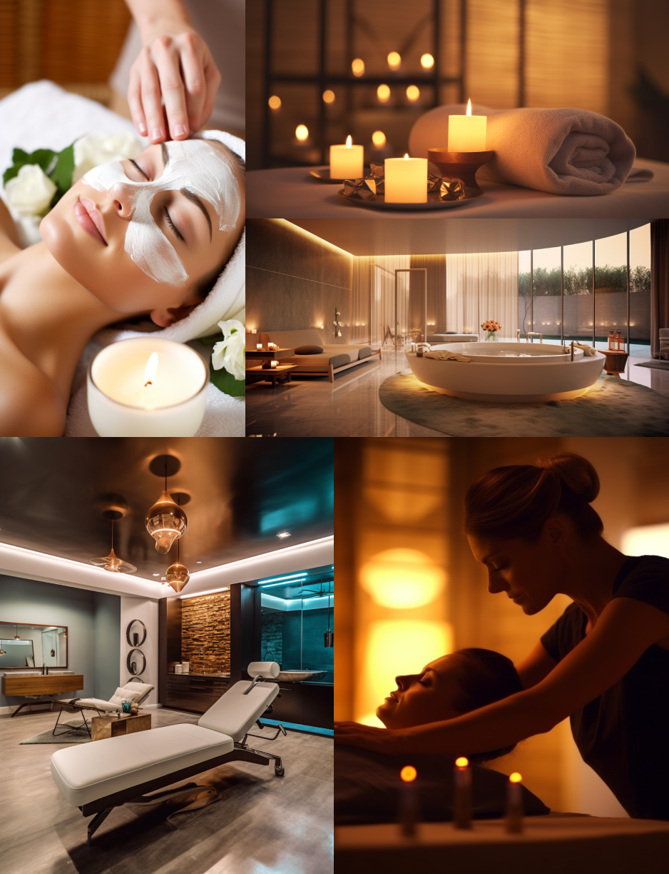 Luxury spa and hotel, massage, facial treatment, wax, elegant, serene, contemporary